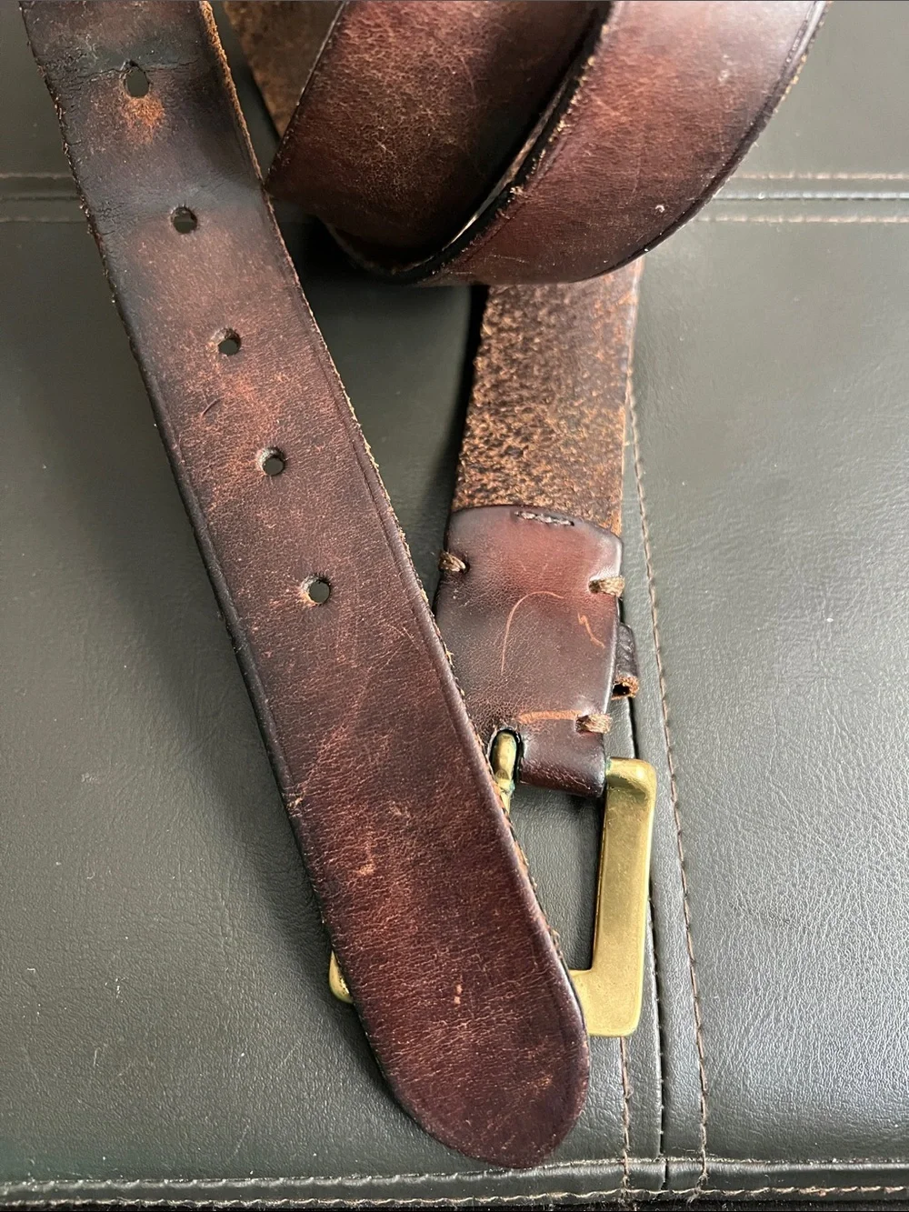 Coach Men's 3896 Brown Leather Belt with Brass Buckle